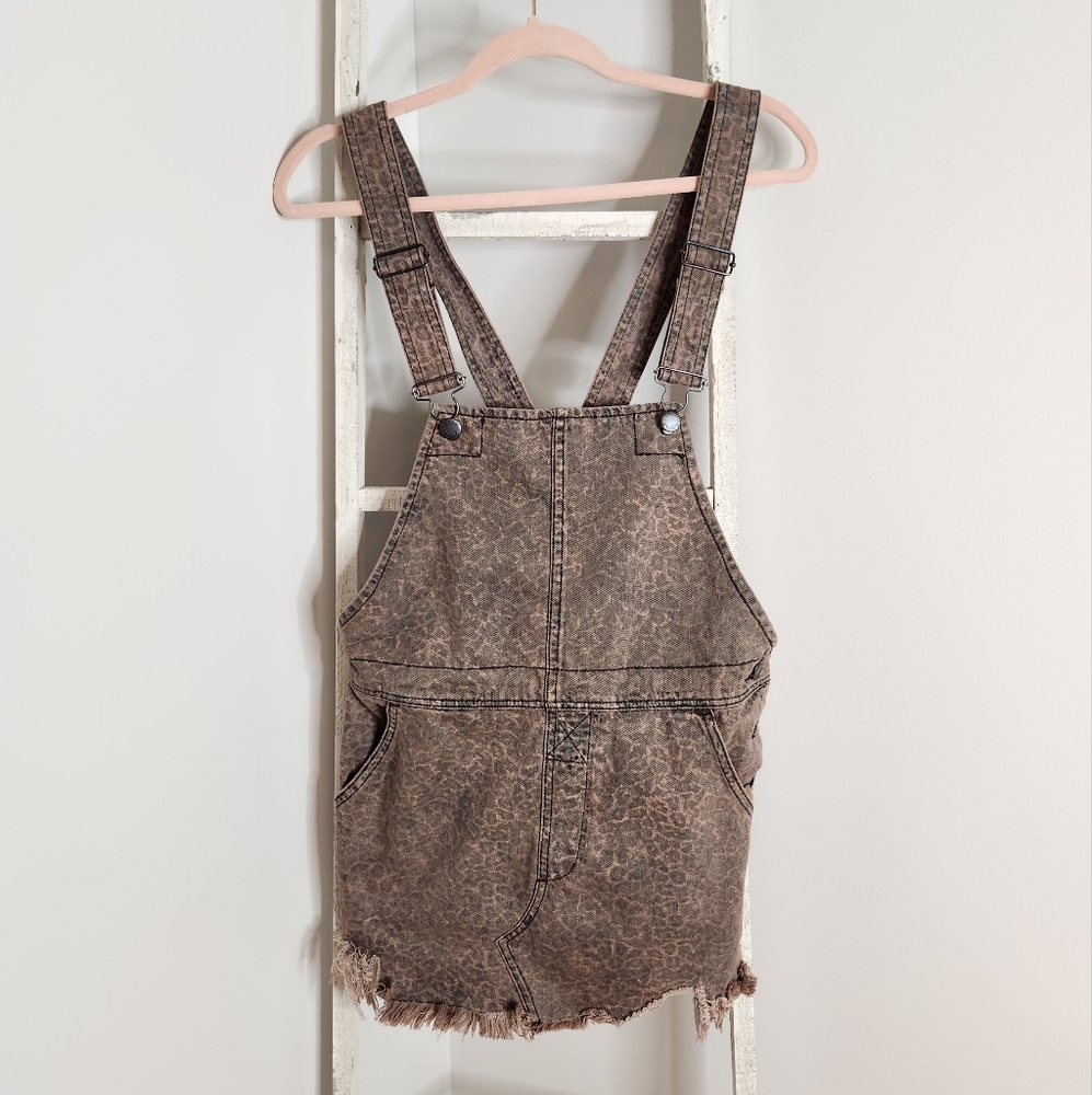 Free People womens size 4 animal print overall jumper distressed dress - Picture 1 of 9